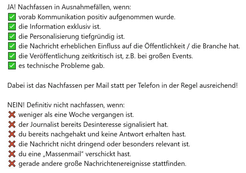 Nach dem Versand eine Pressemitteilung nachfassen: ja oder nein?