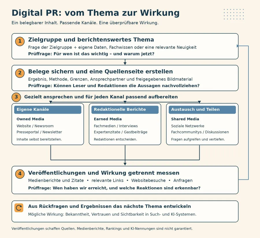 Schaubild: Digital PR - vom Thema zur Wirkung Schaubild: Digital PR - vom Thema zur Wirkung