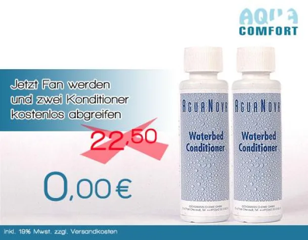 Aqua Comfort verschenkt mehrere Hundert Flaschen Wasserbett Konditionierer Bild: Aqua Comfort verschenkt mehrere Hundert Flaschen Wasserbett Konditionierer