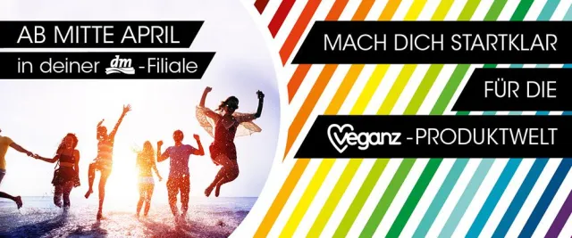 Bild: Veganz jetzt deutschlandweit bei dm im Regal