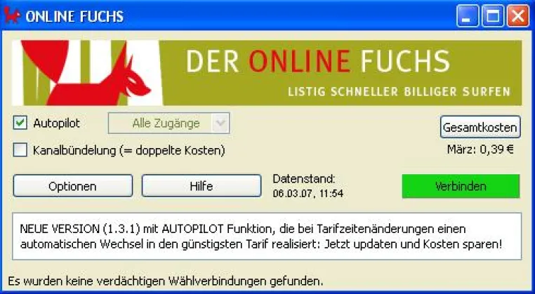 Bild: Zur CeBIT 2007: LCR-Software ONLINE FUCHS jetzt mit Quasi- Flatrate für Modem- und ISDN-Surfer