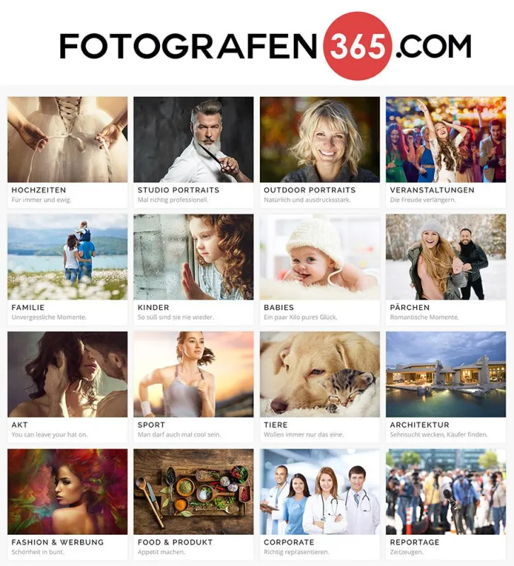 Webseite von Fotografen365.com