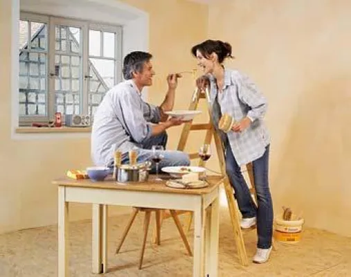 Bild: Farbiger Lehmputz anstatt Tapete und Wandfarbe - "Furioso" von Lesando