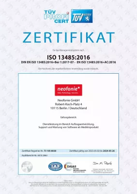 Bild: Digitalagentur Neofonie ist ISO 13485 zertifiziert