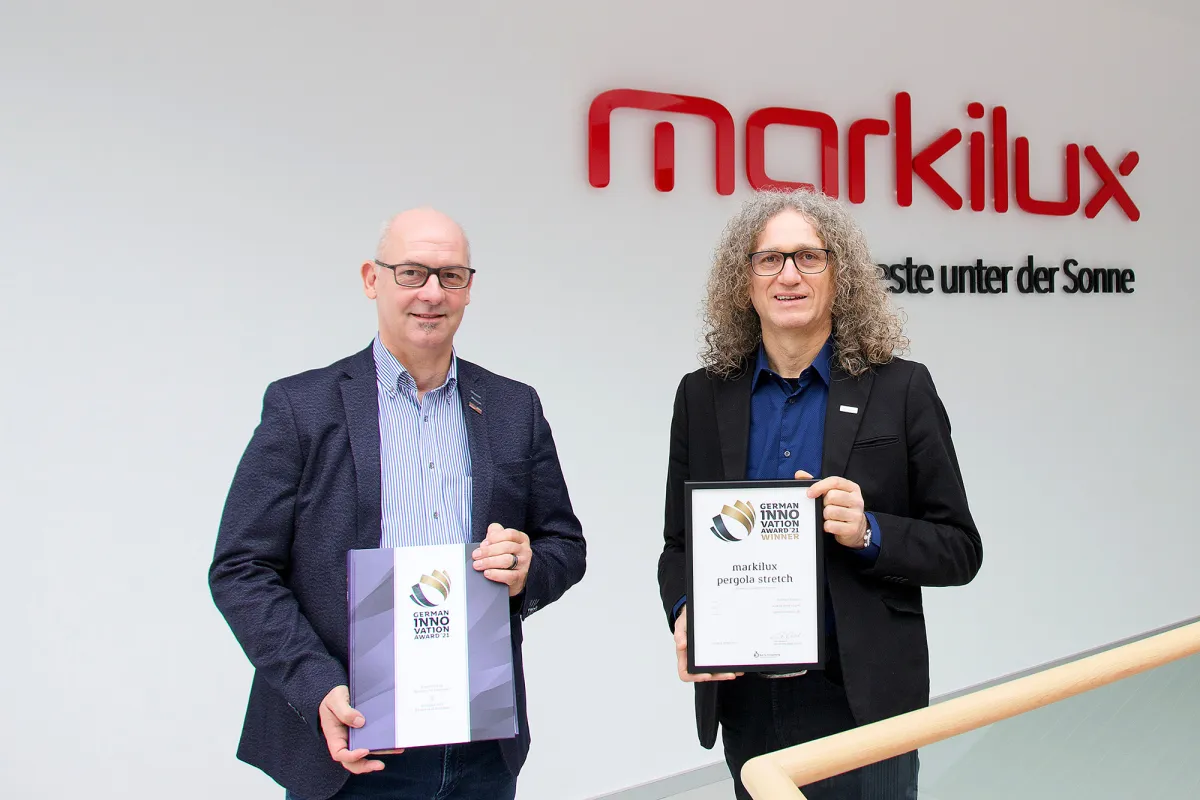 Die „pergola stretch“ von markilux erhielt den „German Innovation Award“ 2021. (© markilux)