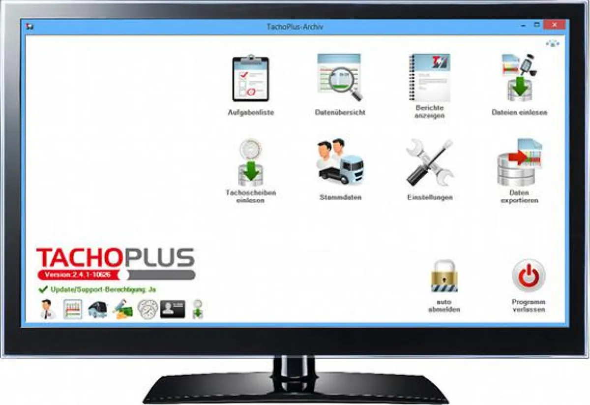 TachoPlus Hauptmenü