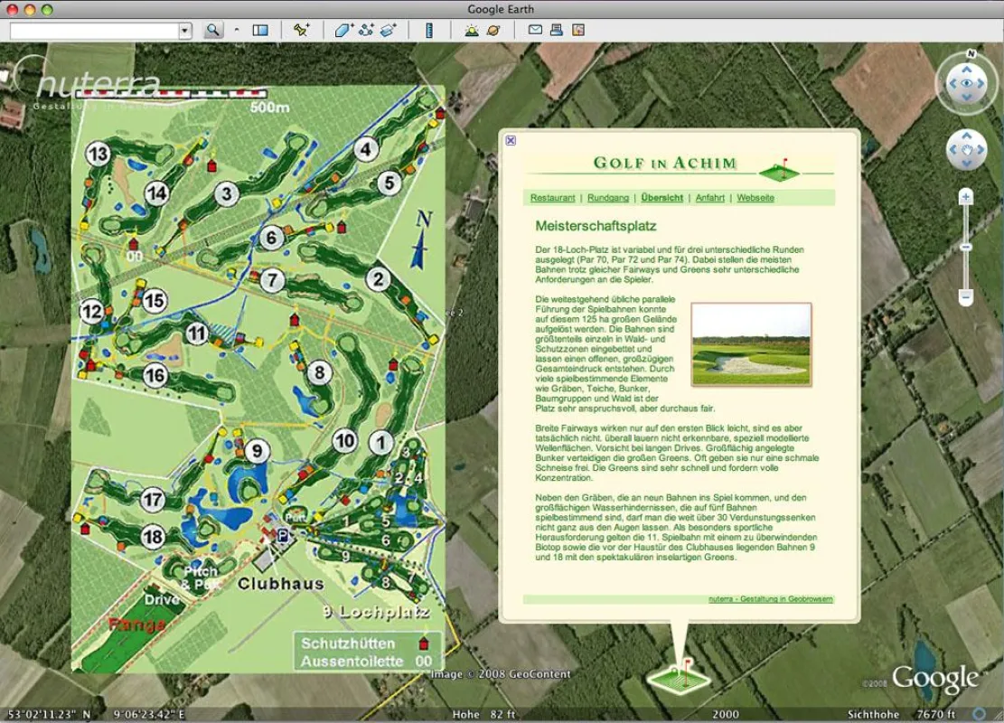 Einbindung des Achimer Golfplatzes in Google Earth
