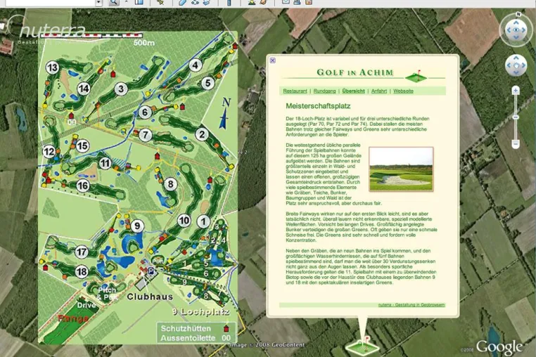 Bild: Golfplatz in Achim präsentiert sich in Google Earth