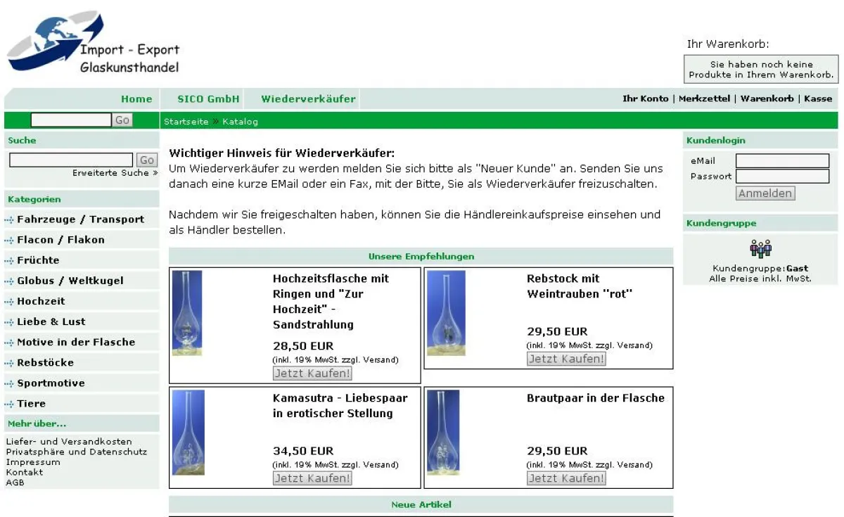 mundgeblasene Glasflaschen - indivuduelle Geschenkideen und Händlereinkaufsplattform