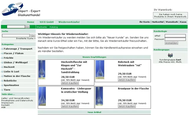 Bild: Neuer Flaschengroßhandel für mundgeblasene Glasflaschen