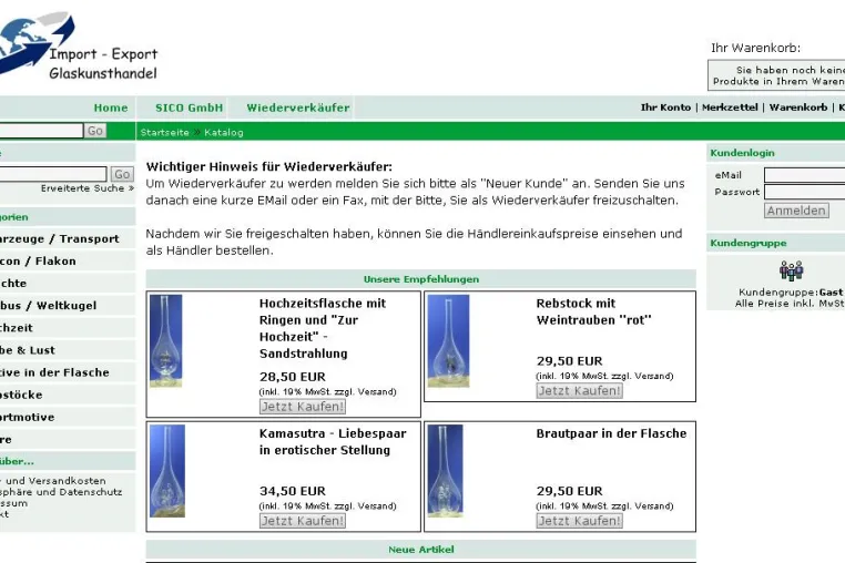 Bild: Neuer Flaschengroßhandel für mundgeblasene Glasflaschen