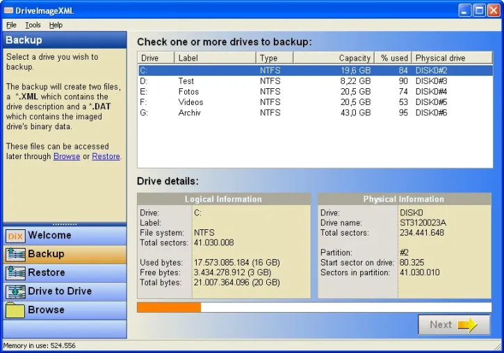 DriveImage XML 1.00: Kostenlos die Festplatte als Image sichern Bild: DriveImage XML 1.00: Kostenlos die Festplatte als Image sichern
