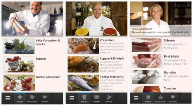 Bild: Erfolgreiche Koch-Apps von Lafer, Schuhbeck und Poletto für Blackberry 10