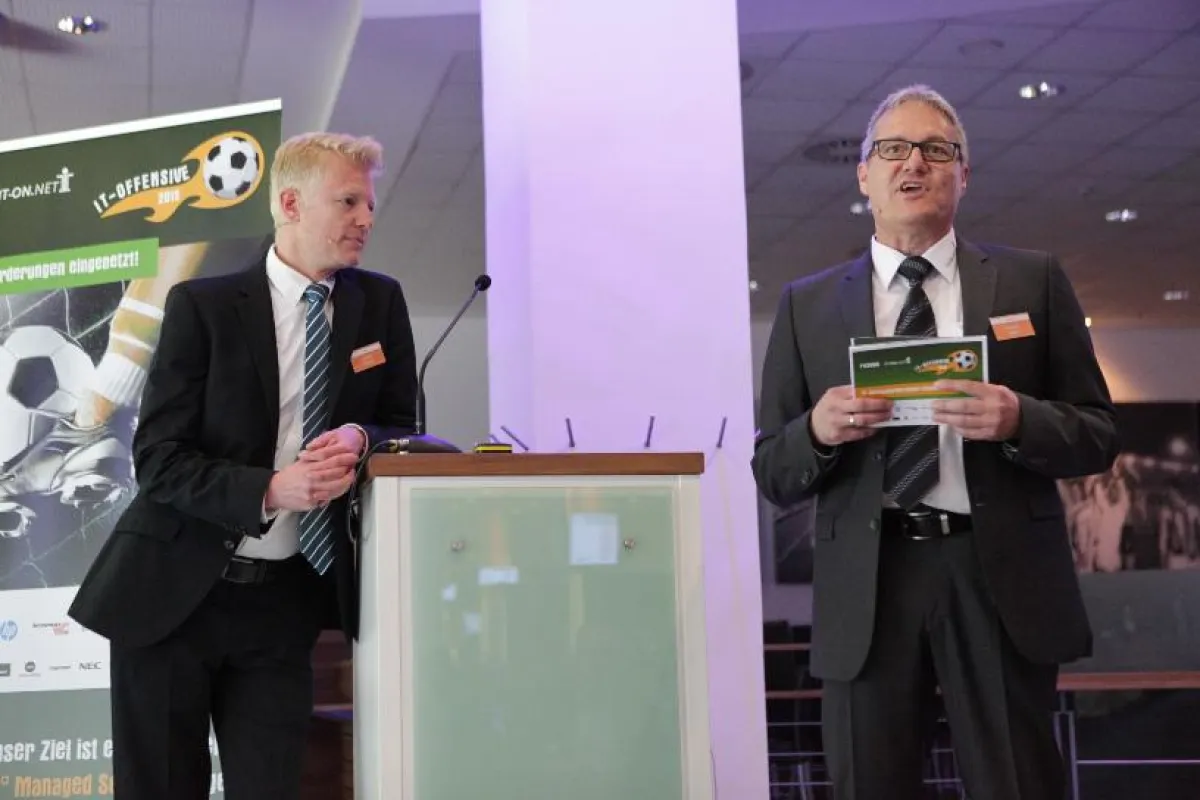André Nösse, Geschäftsführer Nösse Datentechnik, und Karsten Agten, Geschäftsführer IT-On.NET