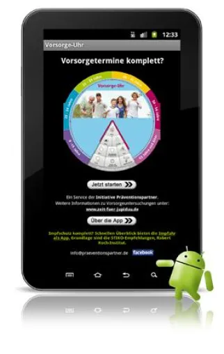 Bild: Vorsorge-Uhr als App: Prävention von 0 bis 100 und von A bis Z