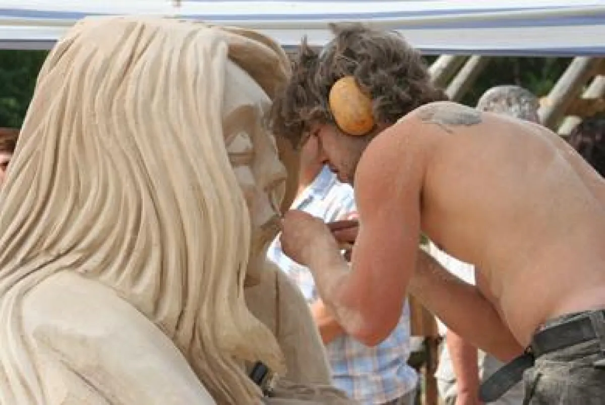 Kunst mit Kettensägen in der Dübener Heide.