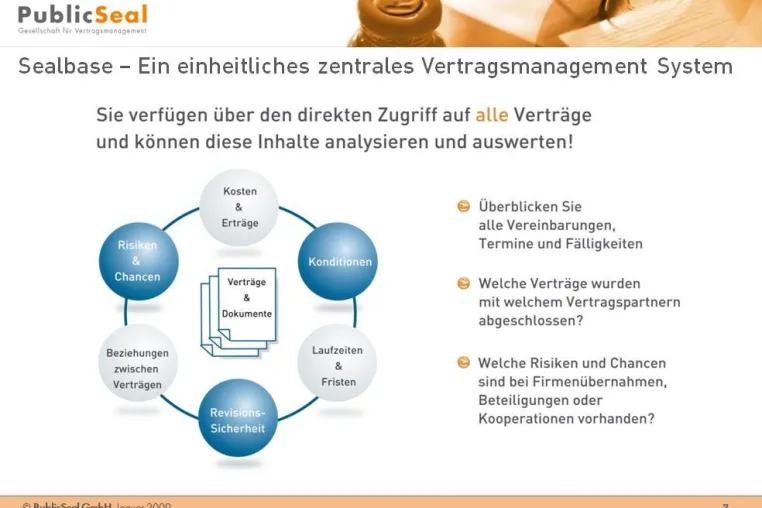 Bild: Die PublicSeal GmbH stellt Sealbase unternehmensweites Vertragsmanagement Version 2.4 vor