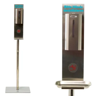 Edelstahl Desinfektionsspender mit Sensor im öffentlichen Leben Bild: Edelstahl Desinfektionsspender mit Sensor im öffentlichen Leben