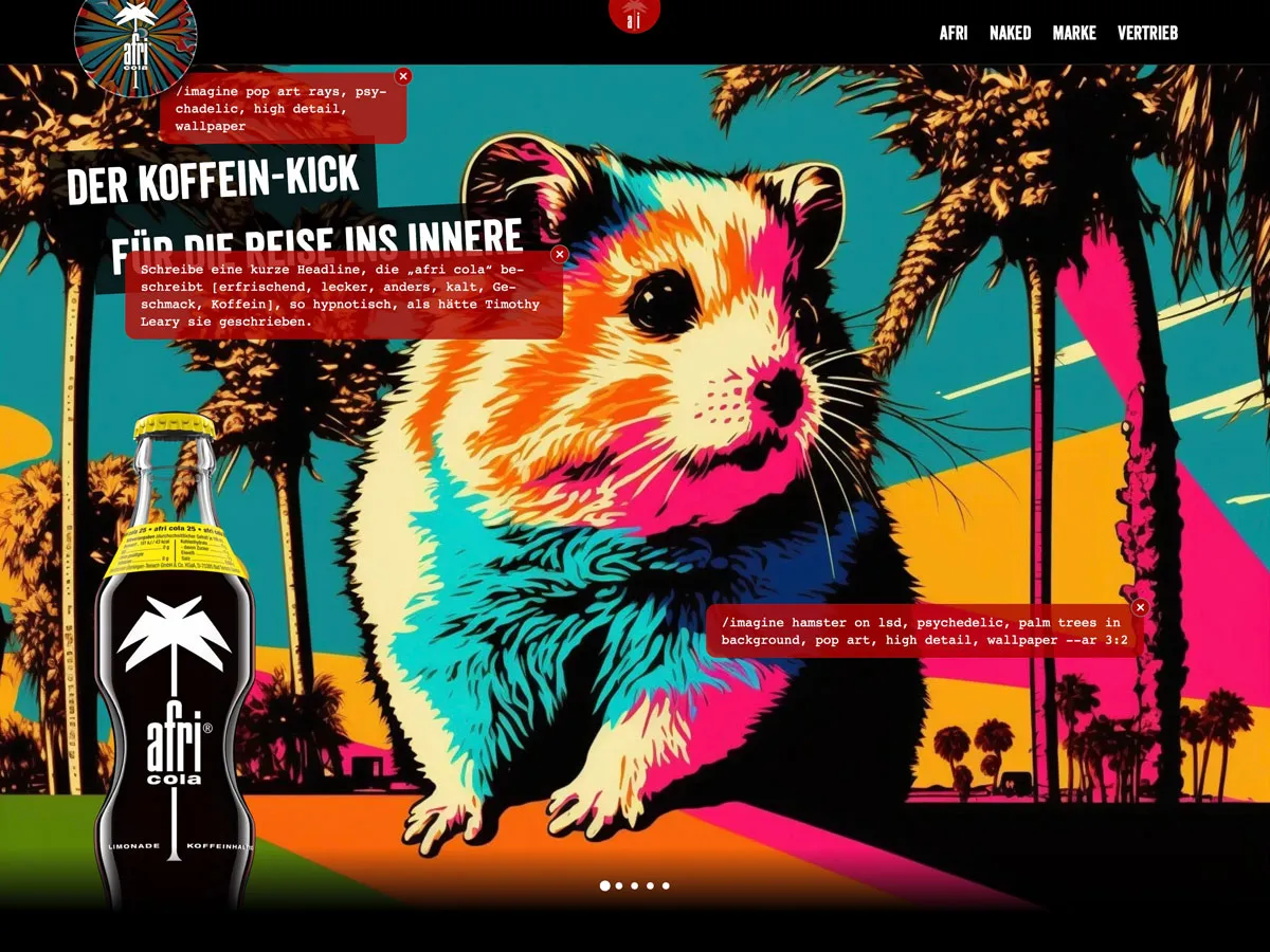 Webseite www.afri.com inkl. Einblendung der Prompts (© WALLEK VON ZITZEWITZ)