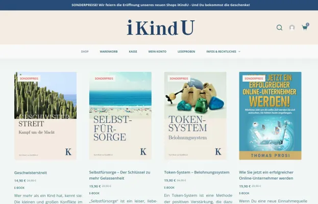 Bild: ﻿KindHilfe.de mit neuem Online-Shop und E-Books - iKindU.de - Online-Shop zum Start mit Sonderpreisen