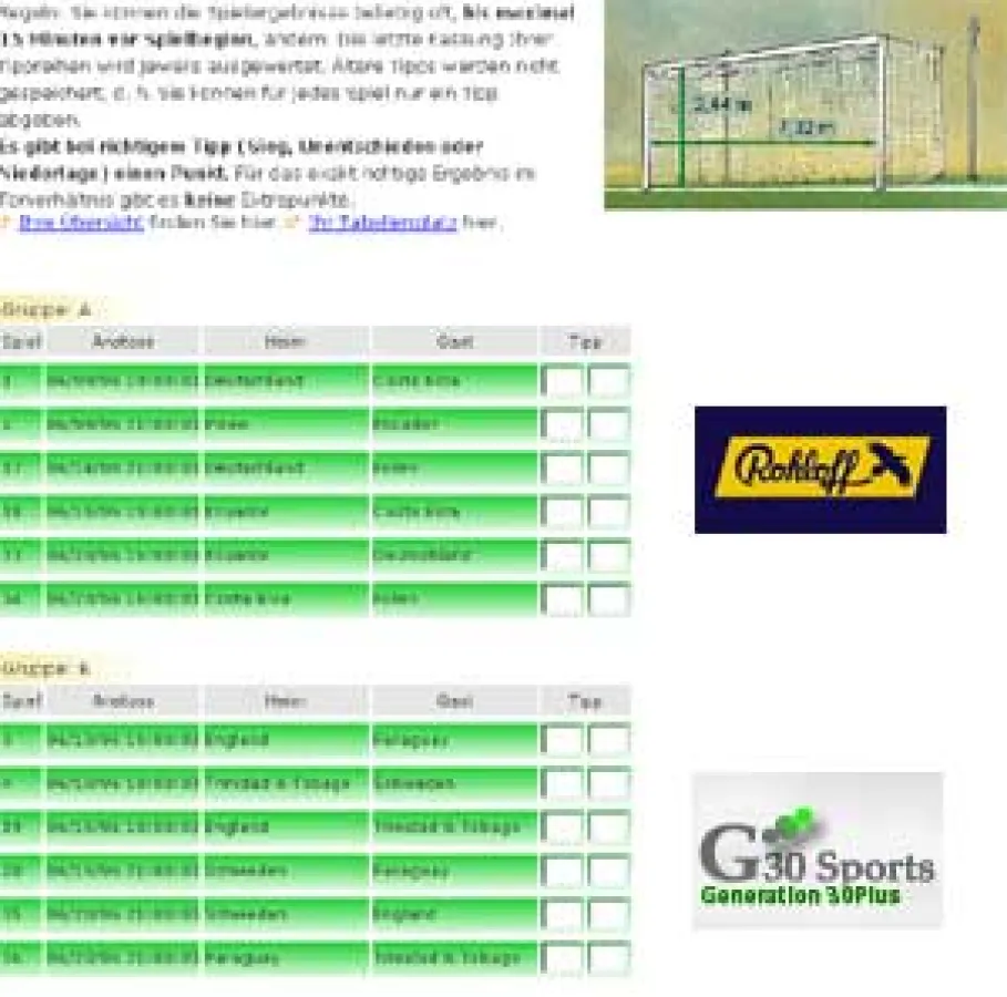 Screenshot des Tippspieles