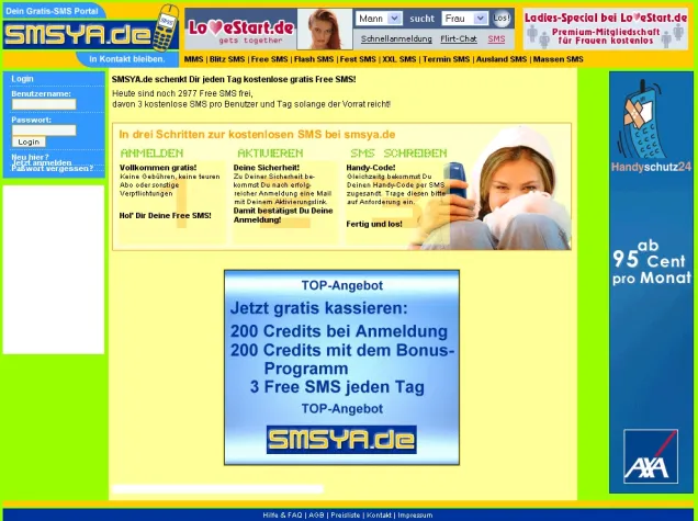 SMSYA.de: Jeden Tag 3 SMS kostenfrei versenden Bild: SMSYA.de: Jeden Tag 3 SMS kostenfrei versenden