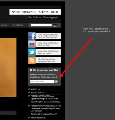 Bild: NEU: Newsletter für aktuelle Info’s und Termine zur Naturfotografie