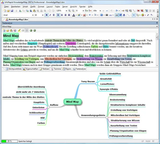 InfoRapid KnowledgeMap 2007d: MindMapping jetzt mit genialer Textmarker-Analyse Bild: InfoRapid KnowledgeMap 2007d: MindMapping jetzt mit genialer Textmarker-Analyse