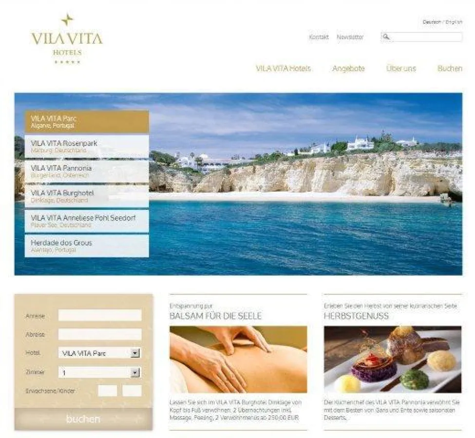 Neue Website www.vilavitahotels.com