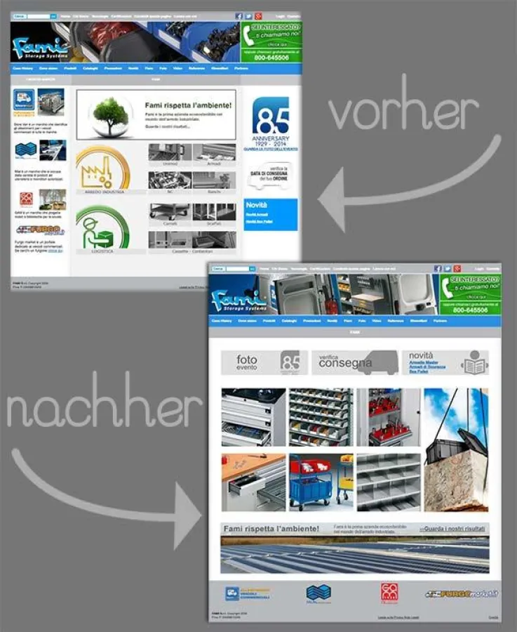 Die neue Homepage der Webseite von FAMI Storage Systems