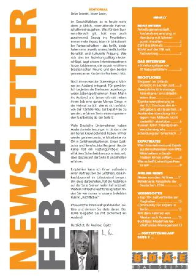 BDAE-Newsletter Leben und Arbeiten im Ausland