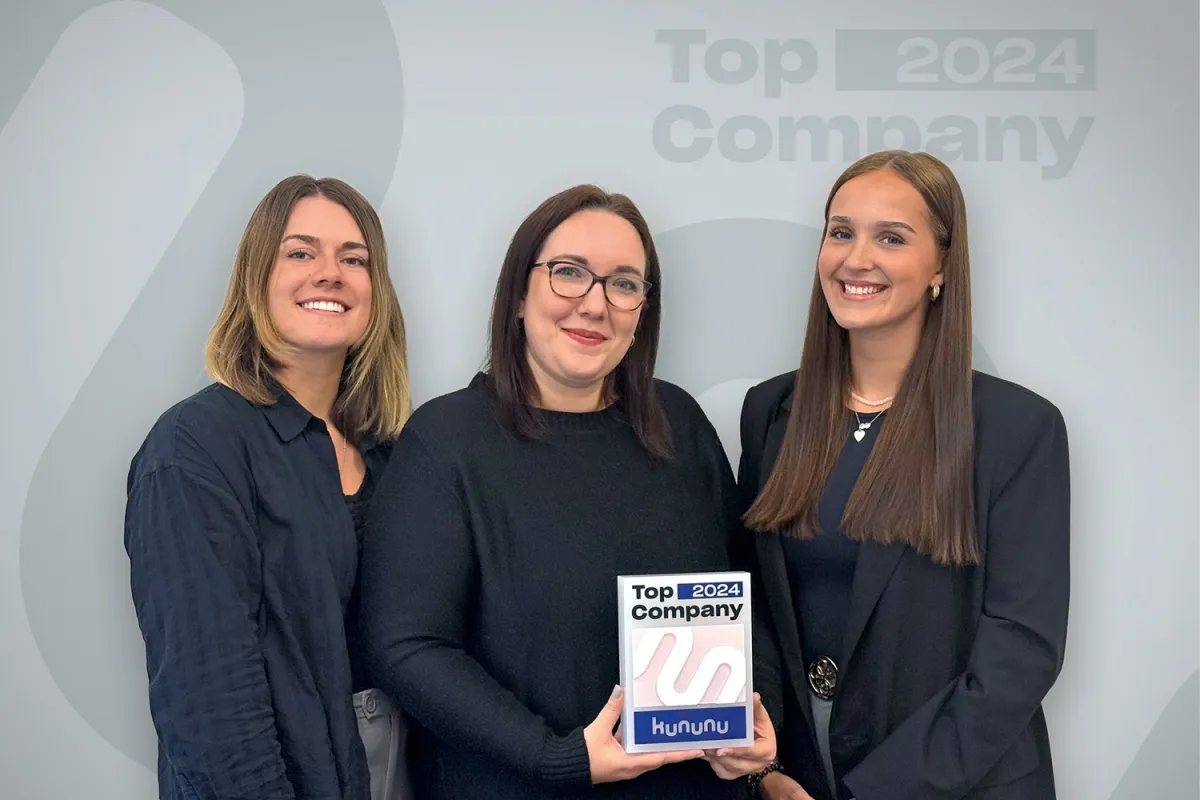 Ein Teil des Teams (v. l. n. r.: Alex Kotkolik, Selina Görisch, Lisa Faßbinder) Wegner & Partner (© Wegner & Partner GmbH agentur für absatzmarketing)