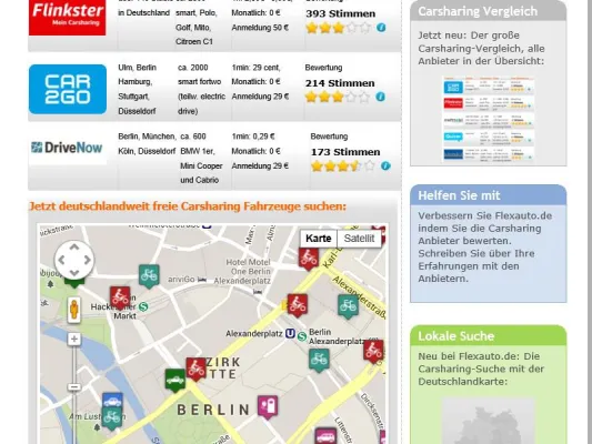 Bild: Neues Carsharing-Vergleichsportal gestartet - Anbieterübergreifend nach Carsharing-Fahrzeugen suchen