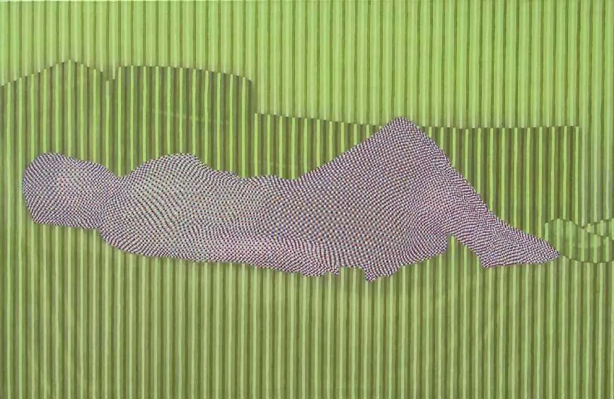 Andreas Lau I Liegende (Frau auf Sofa) I 2010 I Eitempera auf Baumwolle I 130x200cm