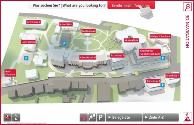 Bild: Verlaufen unmöglich: SIS realisiert digitales 3D-Wegeleitsystem im Alice Hospital Darmstadt