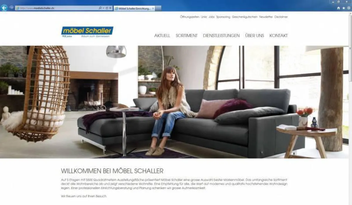 Dank Responsive Design wird die Website von Möbel Schaller optimal dargestellt.