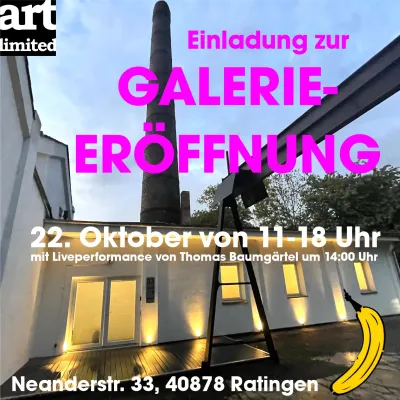 Bild: Einladung zu Galerieeröffnung mit Liveperformance des Bananensprayers Thomas Baumgärtel