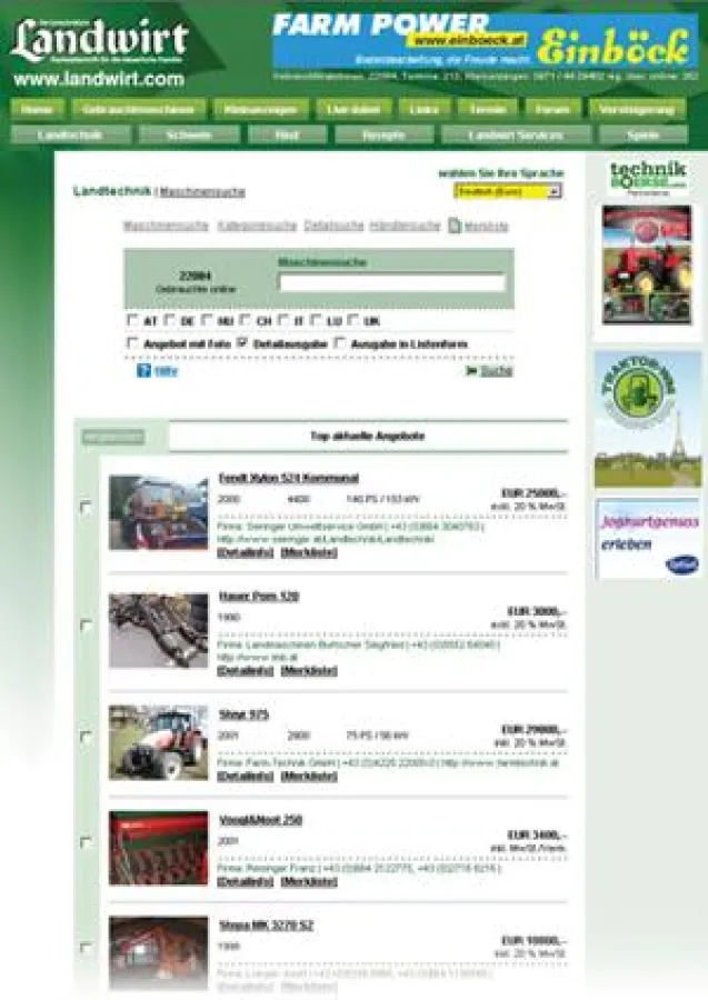 Das führende Portal für gebrauchte Landmaschinen!