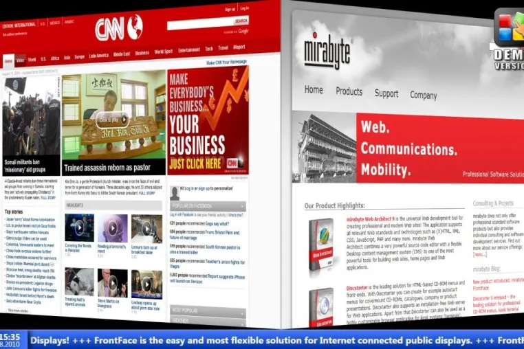 Bild: FrontFace for Public Displays 1.0: mirabyte hilft bei der PC-Schaufensterwerbung