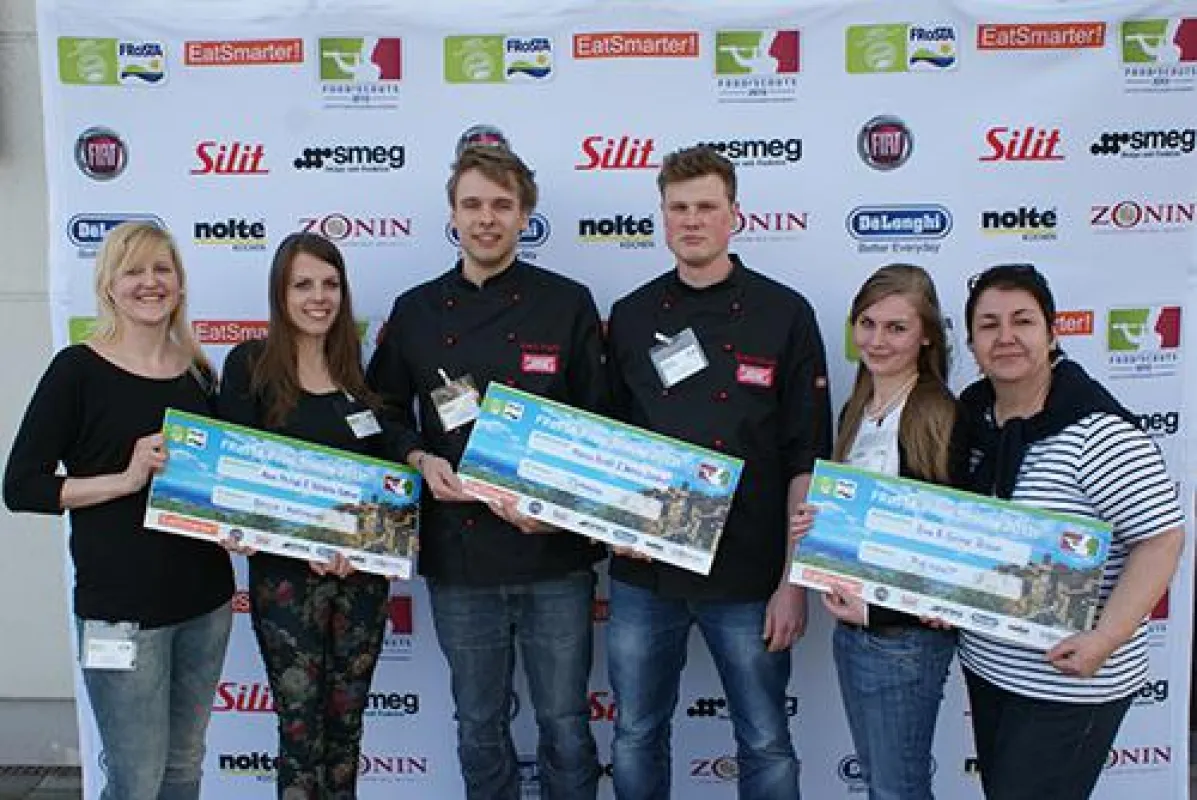 Die Finalisten der FRoSTA Food-Scouts 2013 (v.l.n.r.): Vanessa Zakner, Anne Philipp, Marco Brühl, De