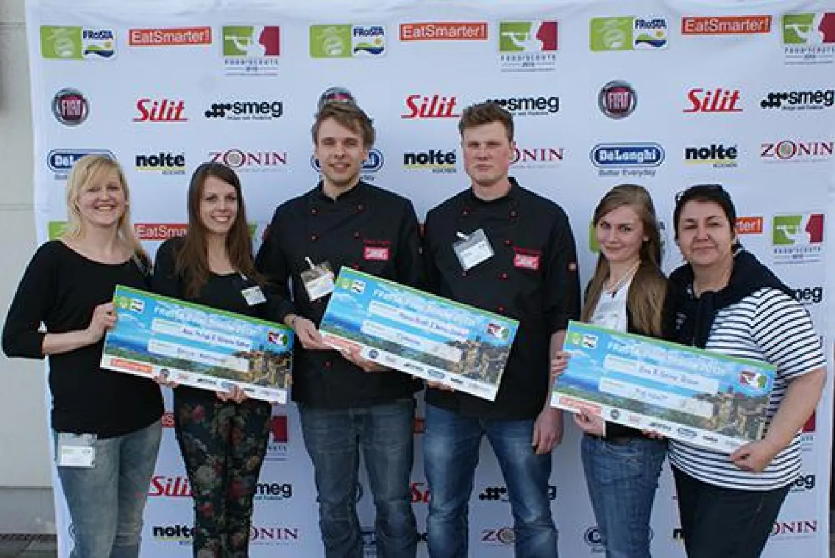 Die Finalisten der FRoSTA Food-Scouts 2013 (v.l.n.r.): Vanessa Zakner, Anne Philipp, Marco Brühl, De