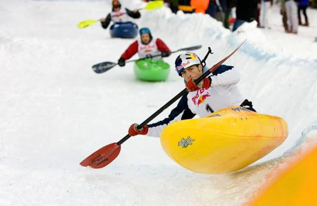Snowkajaker in Action, wieder am 28.3.2009 in Obertauern