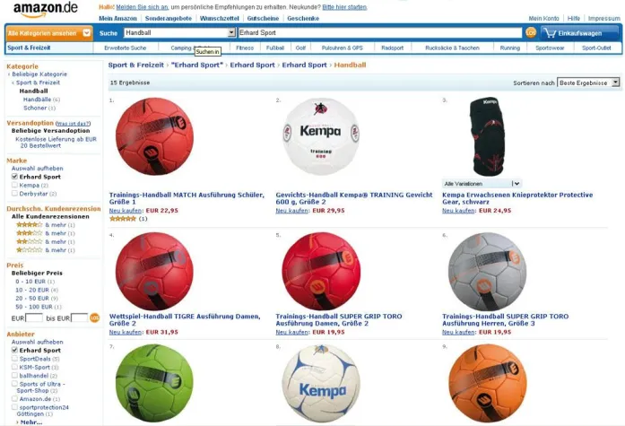 Bild: Erhard Sport bei Amazon und Otto | Sportgeräte für die führenden Online-Portale