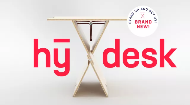 Bild: hydesk, der weltweit erste faltbare, tragbare und recycelbare Stehtisch