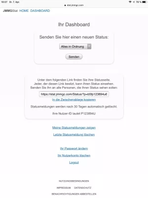 Bild: JMMGStat: Freunde und Familie informiert halten