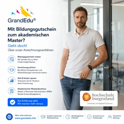 Bild: Mit Bildungsgutschein zum akademischen Master: GrandEdu zeigt Wege zwischen Weiterbildung und MBA-Studium