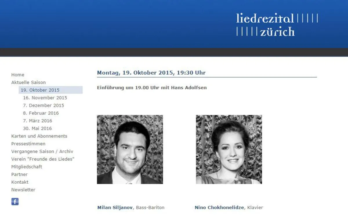 Liedrezital Zürich Homepage Saisonbeginn