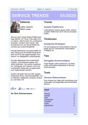 Bild: „Service über Social Media“ – Aktuelle Ausgabe des Newsletter SERVICE TRENDS jetzt erhältlich