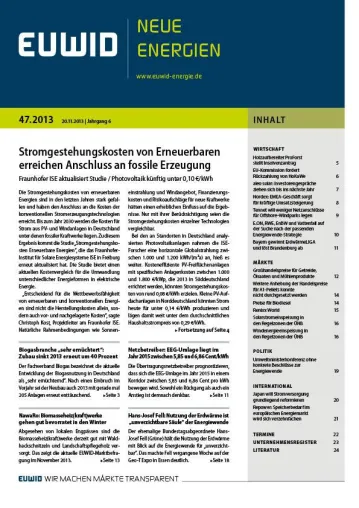 Bild: Stromgestehungskosten von Erneuerbaren erreichen Anschluss an fossile Erzeugung