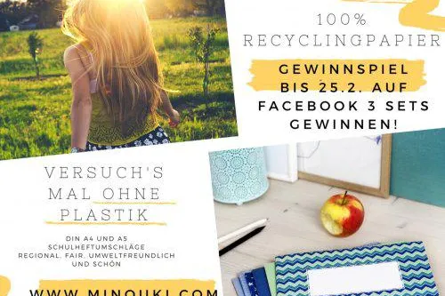 Bild: Gewinnspiel- angesagte Schulheftumschläge aus 100% Recyclingpapier